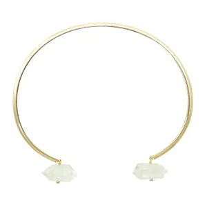 Gold reverse quartz choker necklace