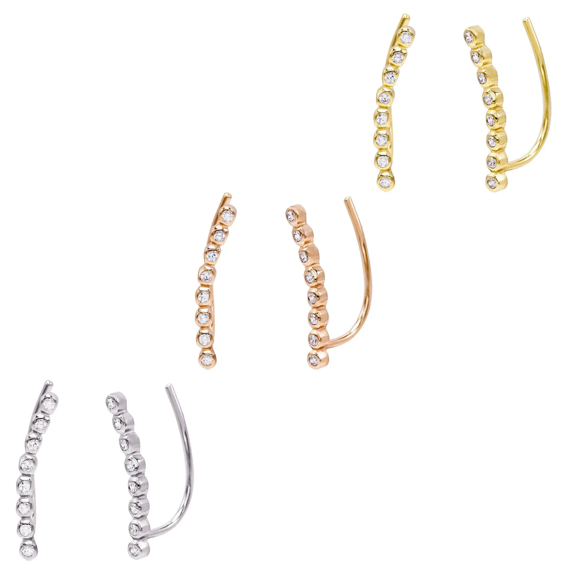 Mini Bezel Ear Climber Trio Combo Set