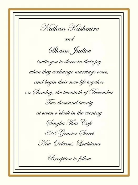 TRADITIONAL TRIPLE LINES CUSTOM INVITATION